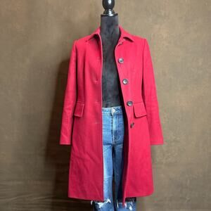 Banana Republic Women’s Red Wool Blend Coat Size Small Tailored Button Classic